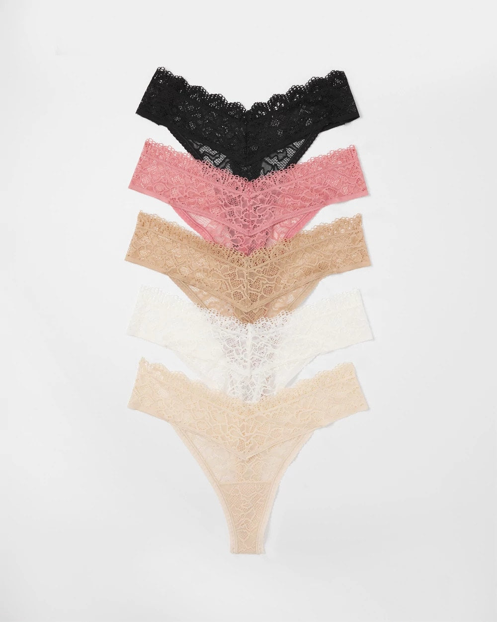 ANTIQUE PINK MULTI PACK - Thong Panty with Enchanting Lace 5 Pack