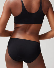 BLACK - Cotton Blend Bikini Panty with Lace
