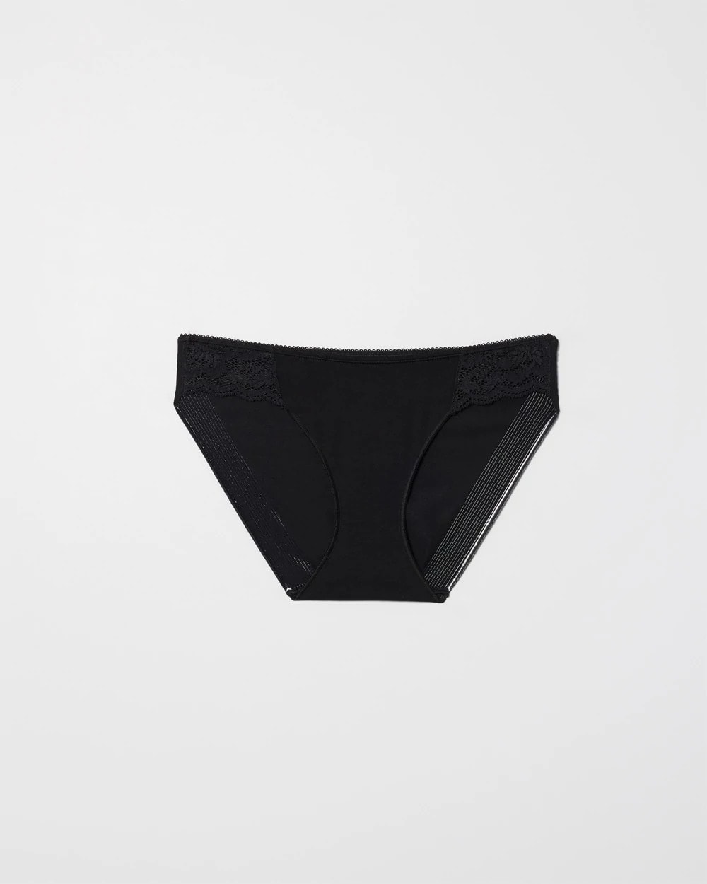 BLACK - Cotton Blend Bikini Panty with Lace