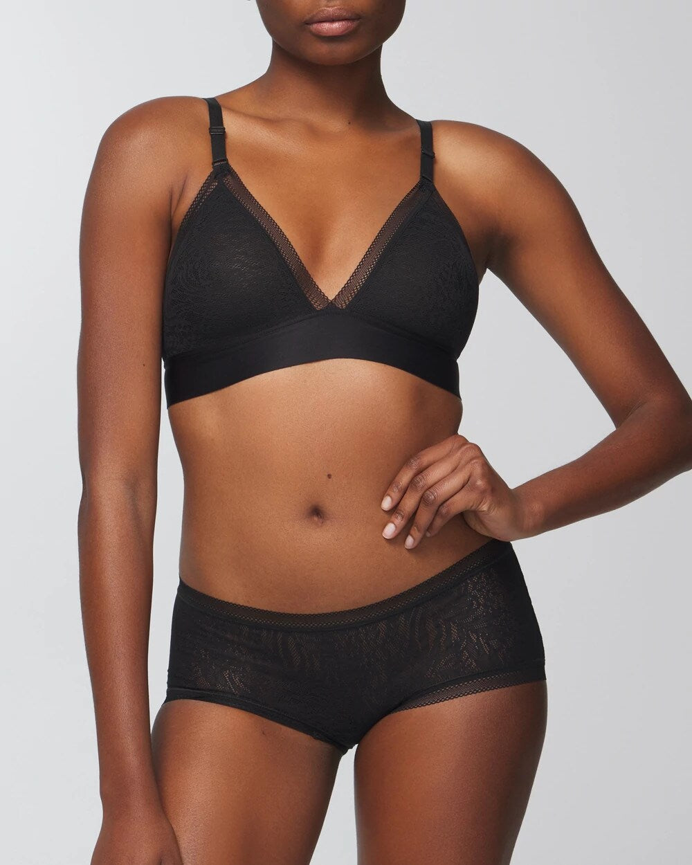 BLACK - Soma Boyshort Panty with Stretch Lace