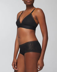 BLACK - Soma Boyshort Panty with Stretch Lace