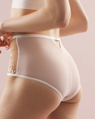 COCONUT ON SNDLWOOD MESH - Framed Embroidery High-Waisted Cheeky Panty