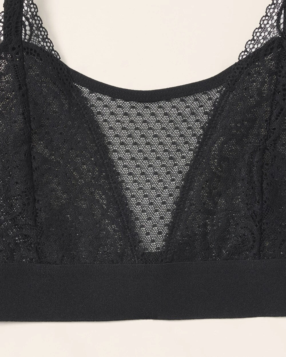 BLACK - Wireless Pocketed Cupless Lace Bralette