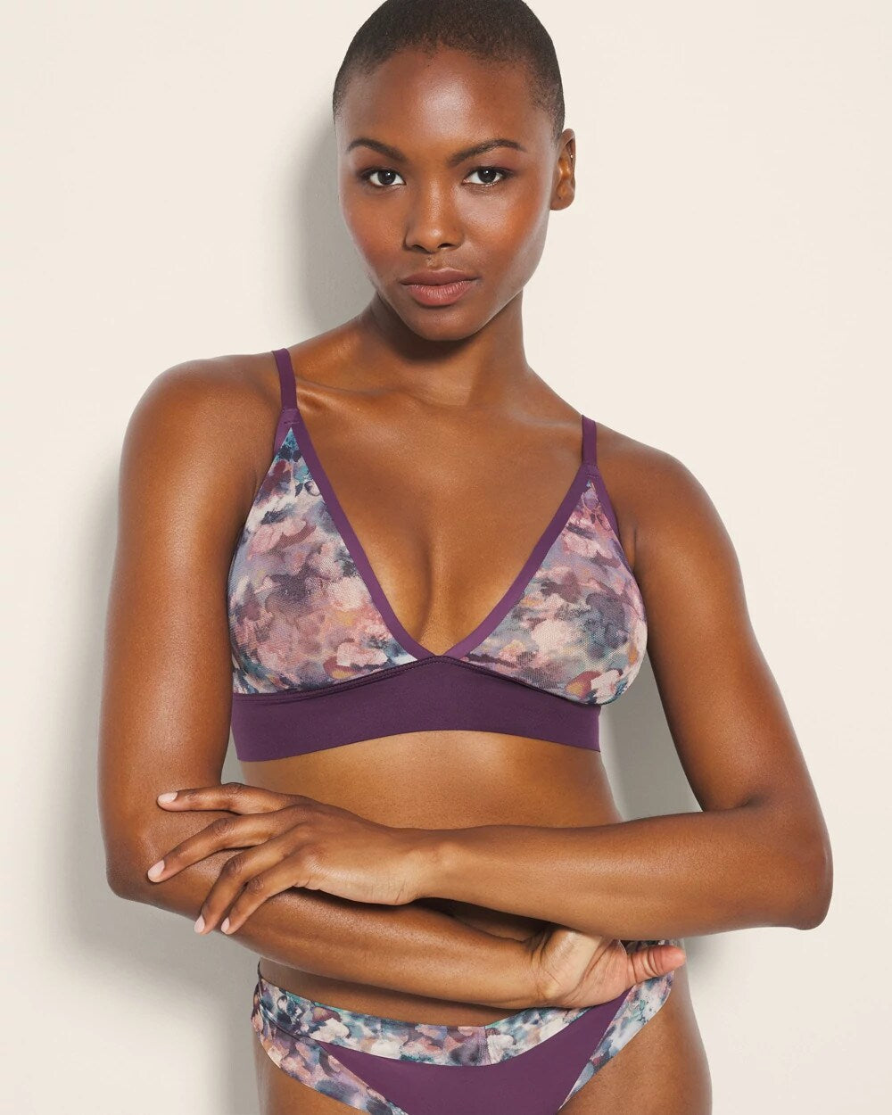 FLORAL MIRAGE MINI BLUE - Triangle Mesh Bralette
