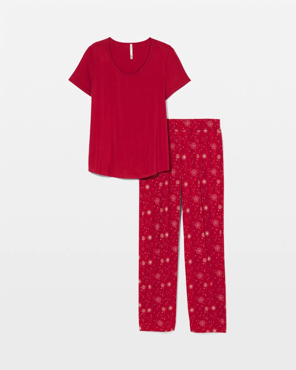 FIRST NIGHT RED/FOIL - Packaged Short-Sleeve Pant Pajama Set