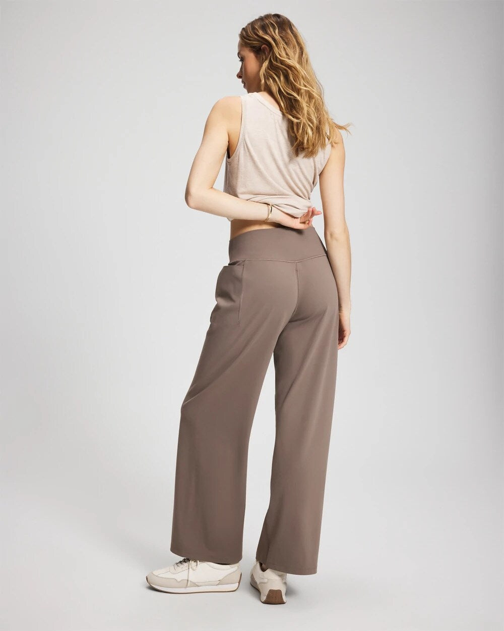 DARK TAUPE - High-Waist Wide-Leg Pants