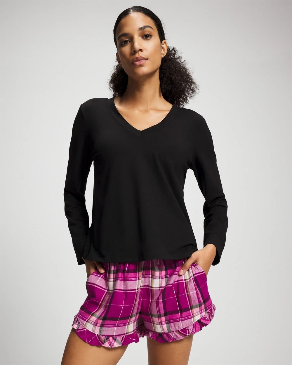 FASHIONABLY PLAID MAGENTA - Pajama Set