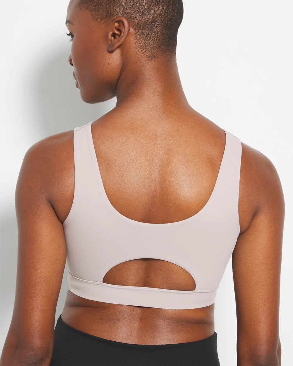 SILVER TAUPE - High-Neck Yoga Bra