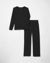 BLACK - Men's Henley Pajama Top