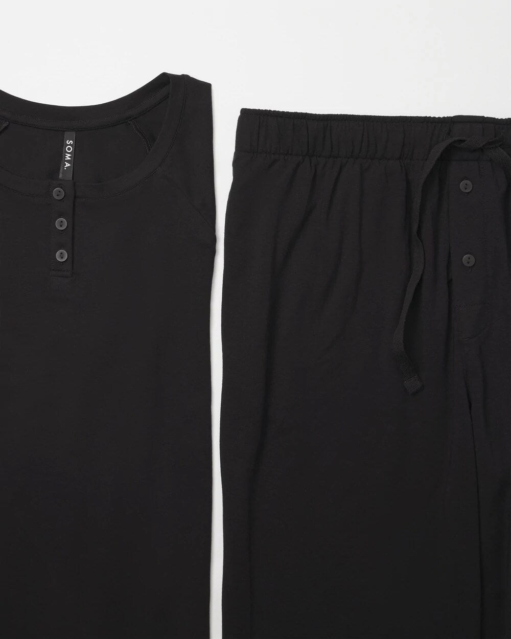 BLACK - Men's Henley Pajama Top