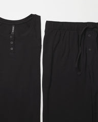 BLACK - Men's Henley Pajama Top