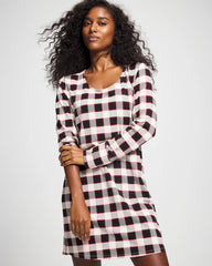 DREAMSCAPE PLAID BLACK - Long-Sleeve Sleepshirt