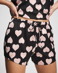 MANDALA HEARTS BLACK - Pajama Shorts