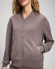 DARK TAUPE - Modern Modal Bomber Jacket