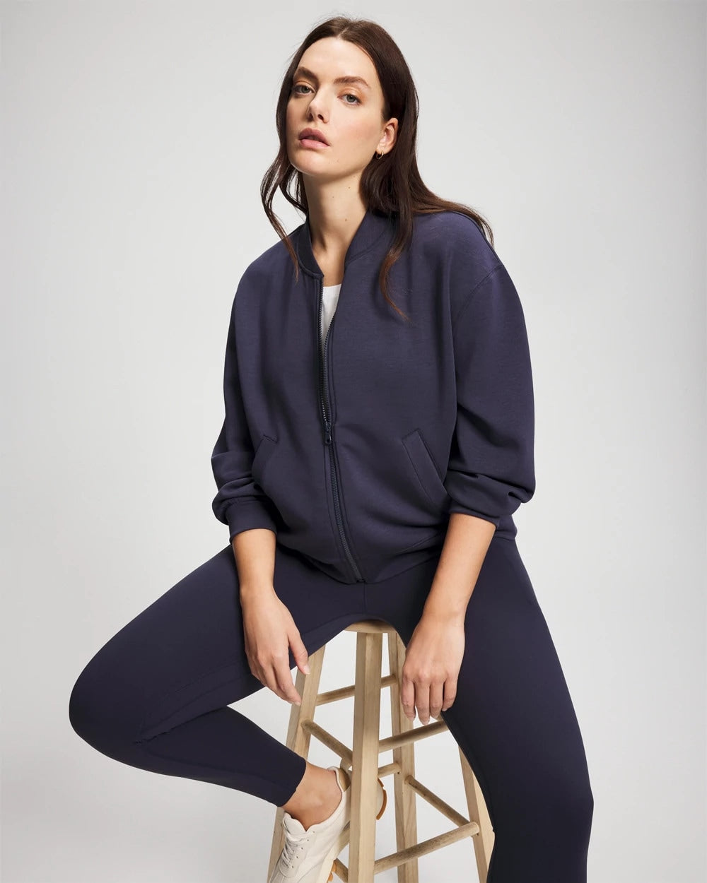 DEEP INDIGO - Modern Modal Bomber Jacket
