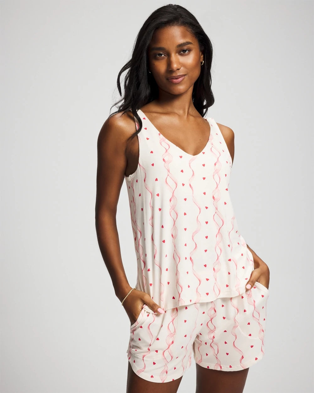 COQUETTE VALENTINE CHAMP - Shirred Strap Pajama Tank