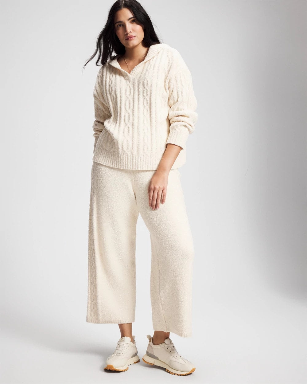 PARCHMENT - Cable Knit Plush Hoodie