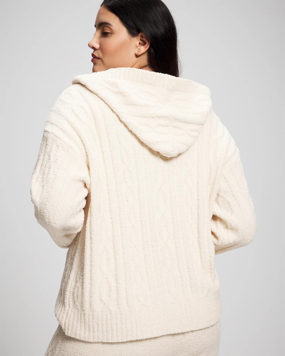 PARCHMENT - Cable Knit Plush Hoodie