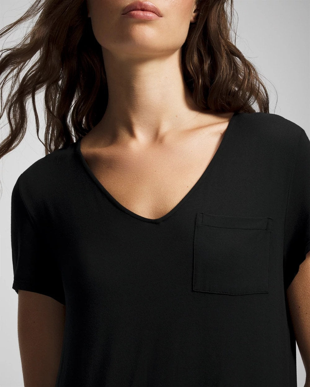 BLACK - Short Sleeve Long Sleepshirt