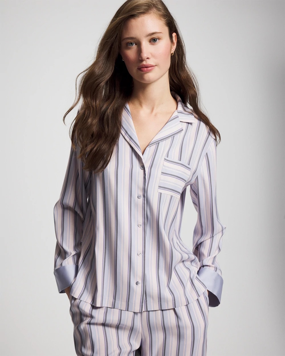 RELAX STRIPE BLUE OPAL - Long-Sleeve Notch Collar