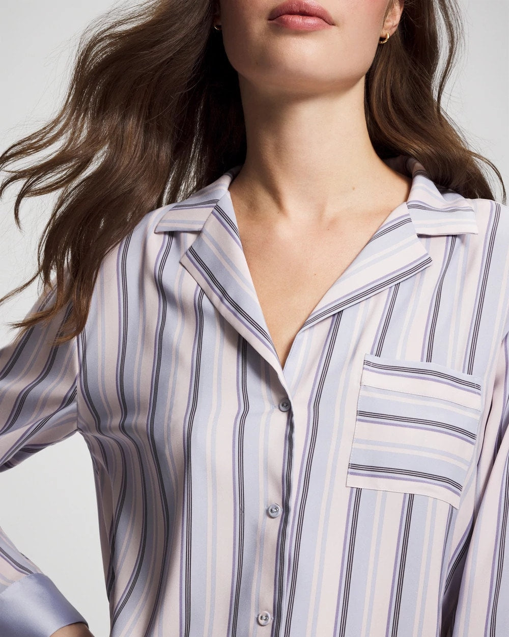 RELAX STRIPE BLUE OPAL - Long-Sleeve Notch Collar
