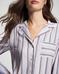RELAX STRIPE BLUE OPAL - Long-Sleeve Notch Collar