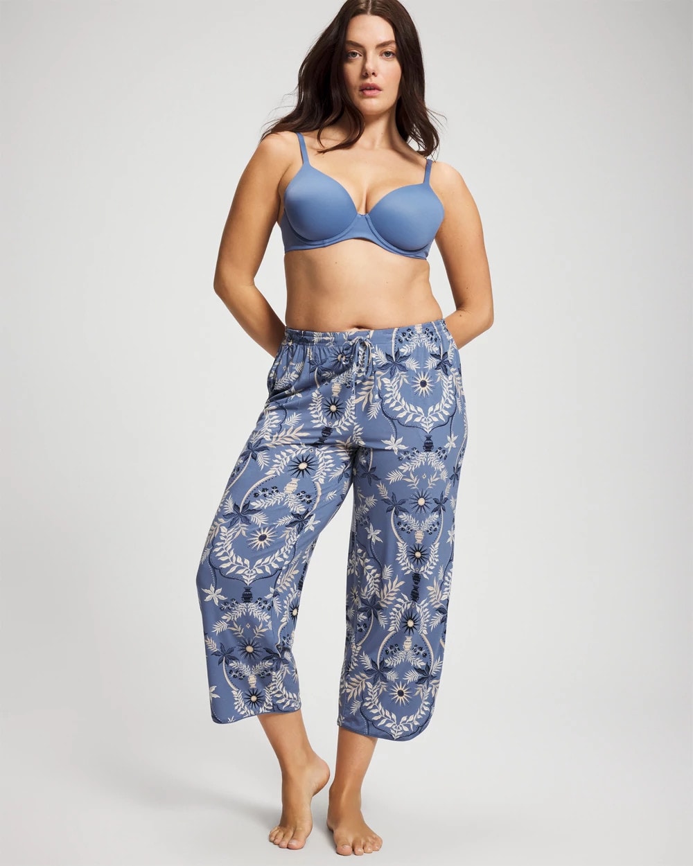 BOTANICAL TILE SUNDOWN - Piped Crop Pajama Pants