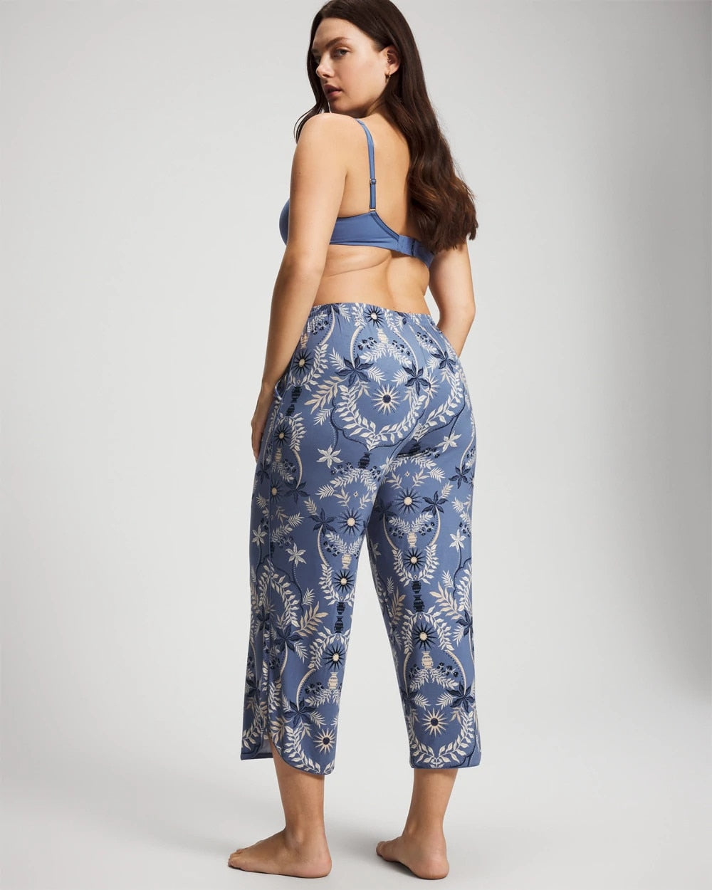 BOTANICAL TILE SUNDOWN - Piped Crop Pajama Pants