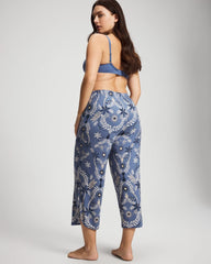 BOTANICAL TILE SUNDOWN - Piped Crop Pajama Pants