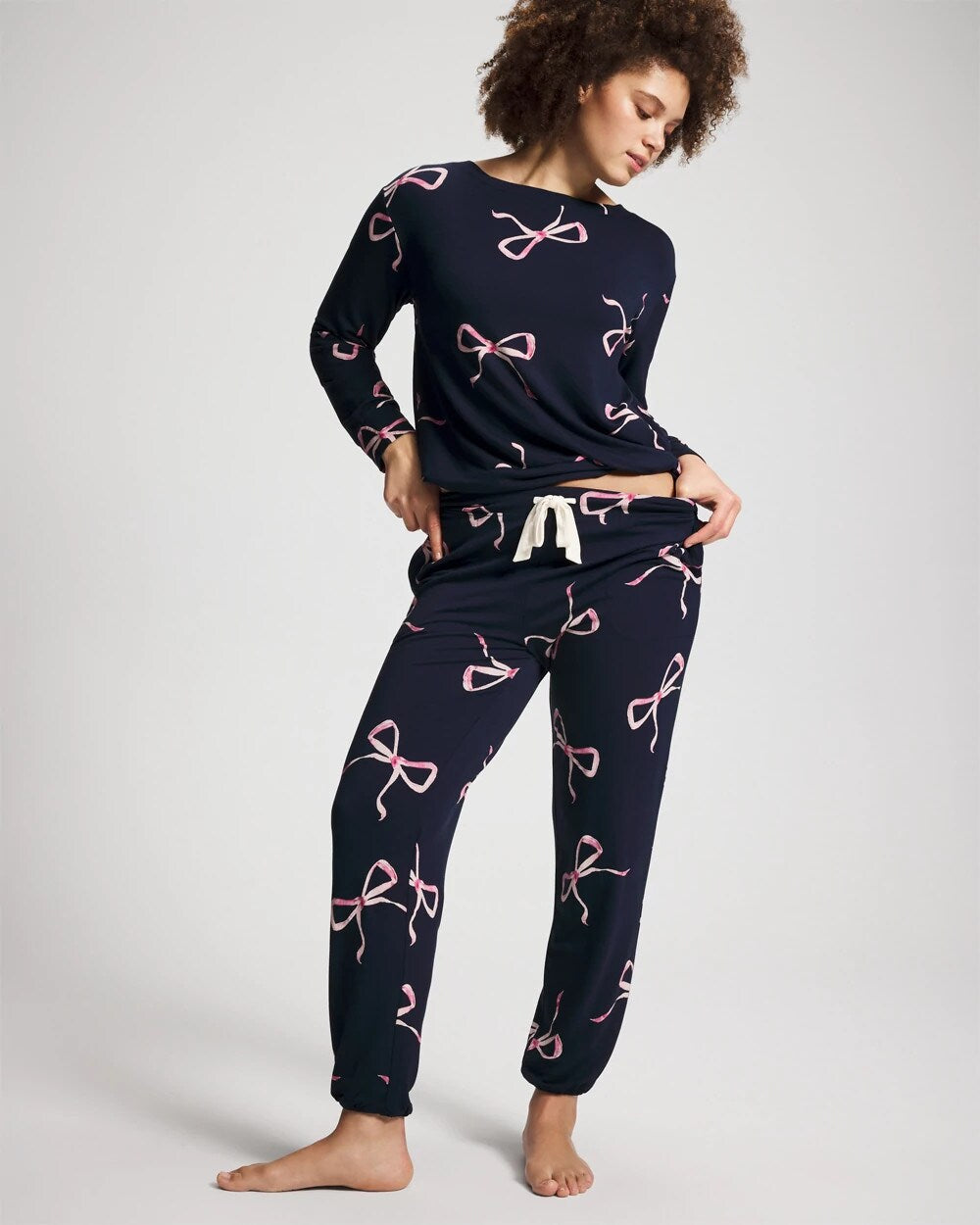 BELOVED BOWS GRAND NAVY - Banded Ankle Pajama Pant