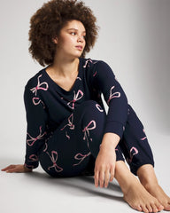 BELOVED BOWS GRAND NAVY - Banded Ankle Pajama Pant