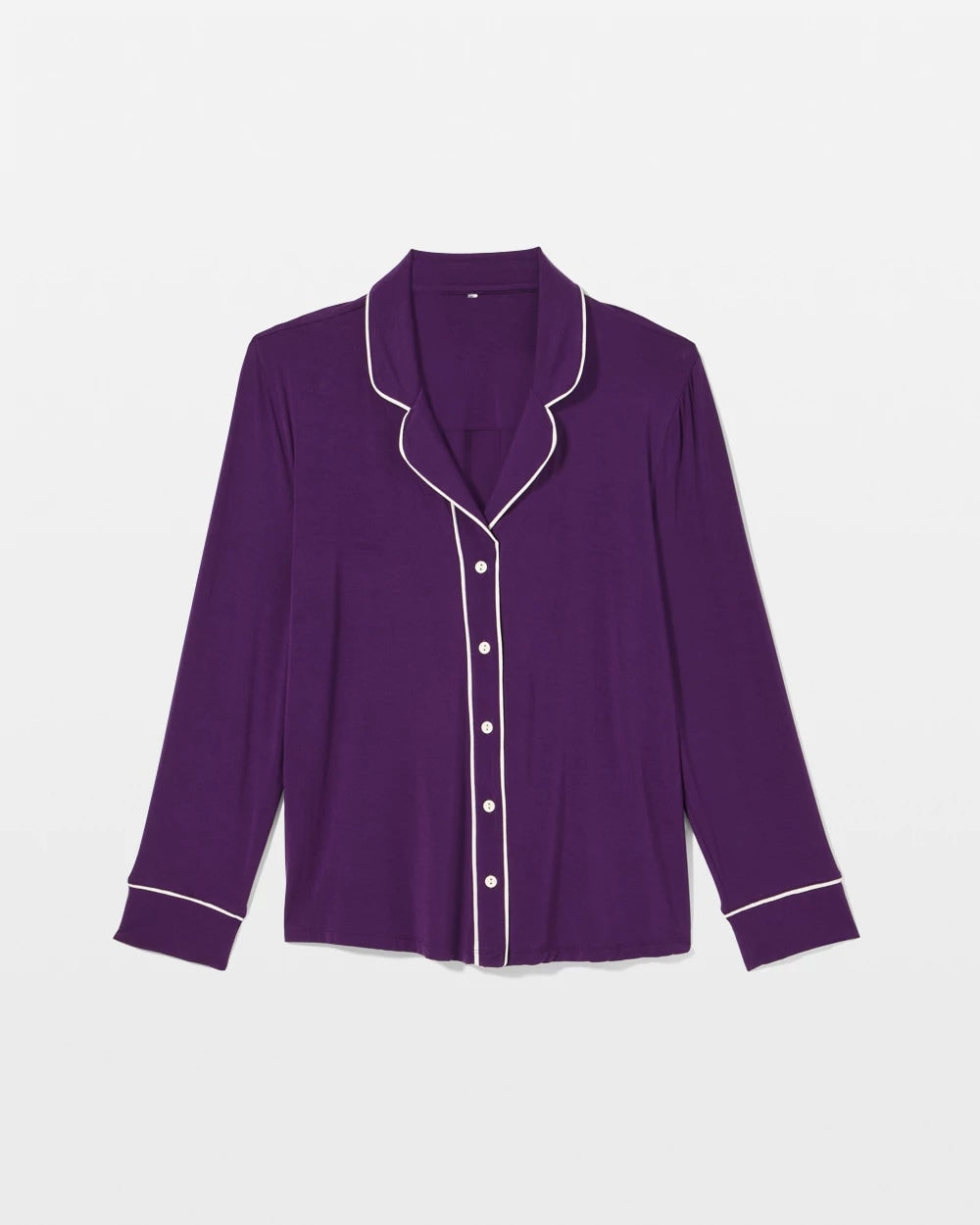 BLACKBERRY - Long Sleeve Notch Collar w/ Piped Placket Pajama Top