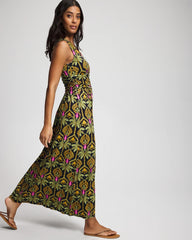 PALMY PATTERNS NAVY - Goddess Maxi Bra Dress