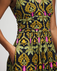PALMY PATTERNS NAVY - Goddess Maxi Bra Dress