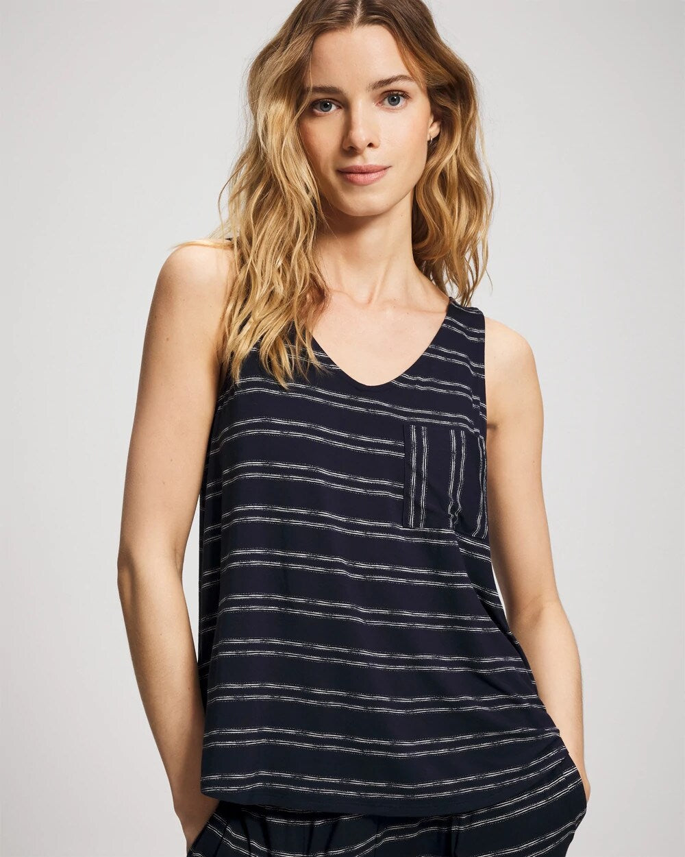 BOHO STRIPE NAVY - V-Neck Pajama Tank
