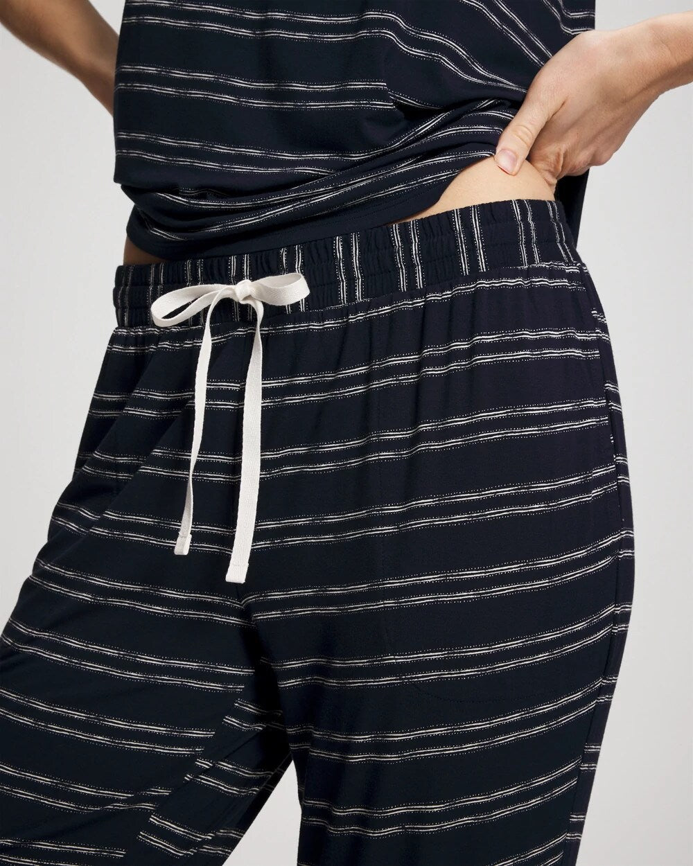 BOHO STRIPE NAVY - Banded Ankle Pajama Pant
