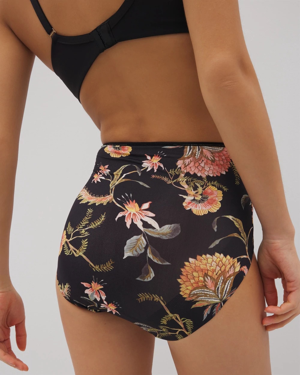 JAIPUR FLORAL BLACK - High-Waist Brief Panty