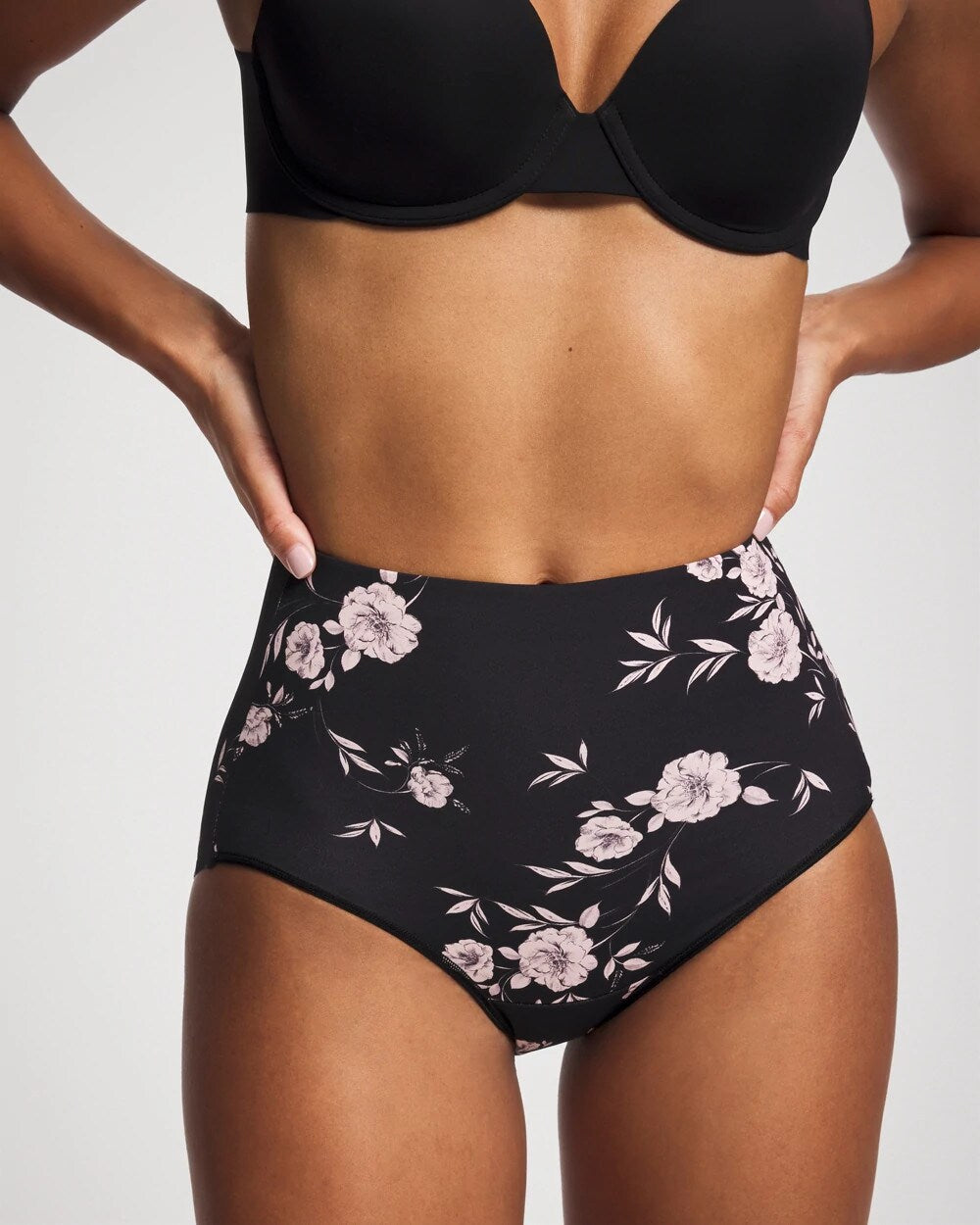 NOSTALGIA FLORA M BLACK - High-Waist Brief Panty
