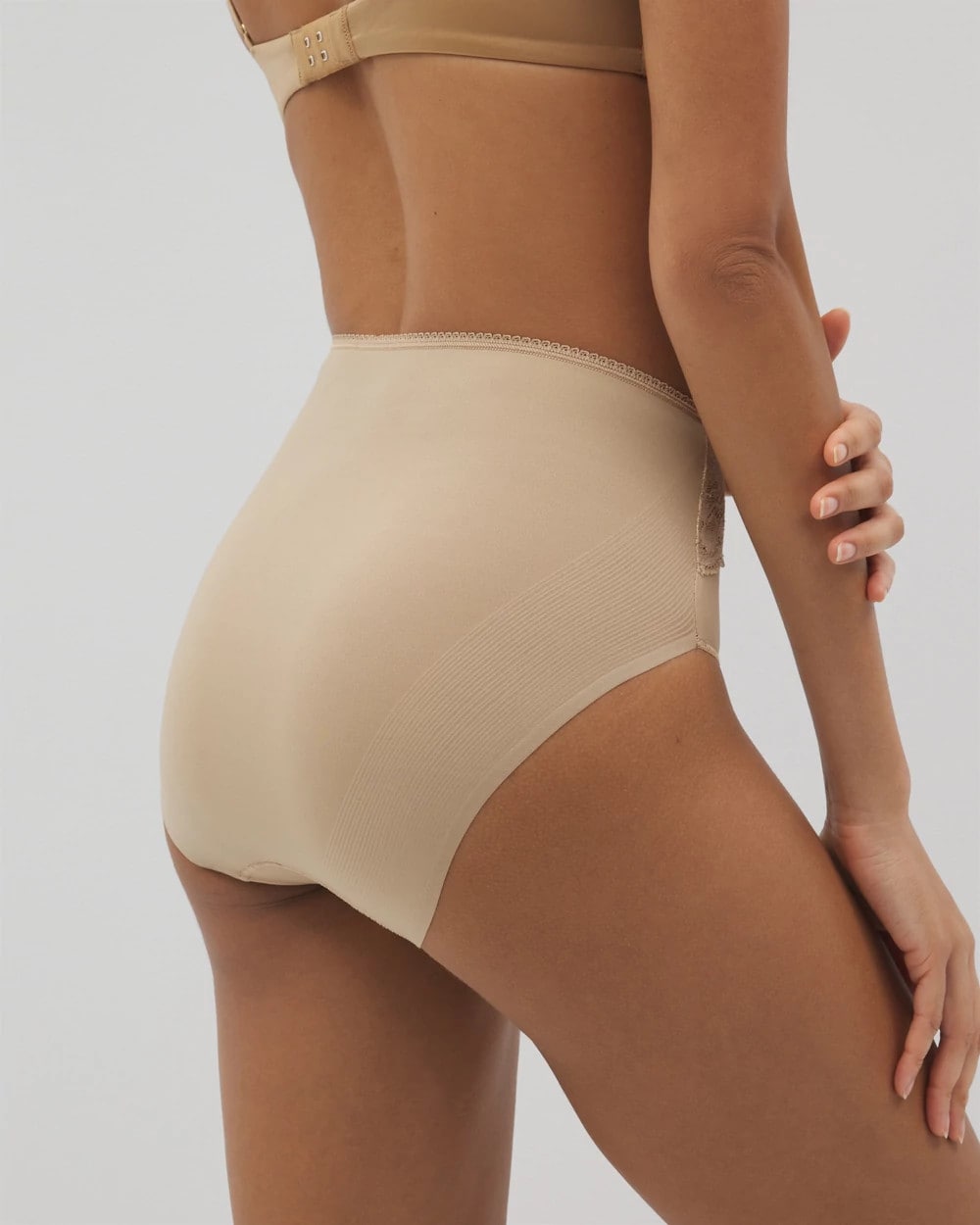WARM AMBER - Vanishing Edge Microfiber Modern Brief Panty with Lace