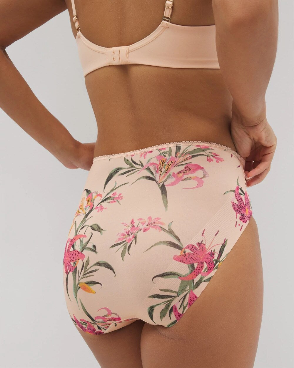 LE TIGRE FLORA MINI PEACH - Vanishing Edge Microfiber Modern Brief Panty with Lace