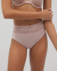 ADOBE ROSE - Vanishing Edge Microfiber Modern Brief Panty with Lace
