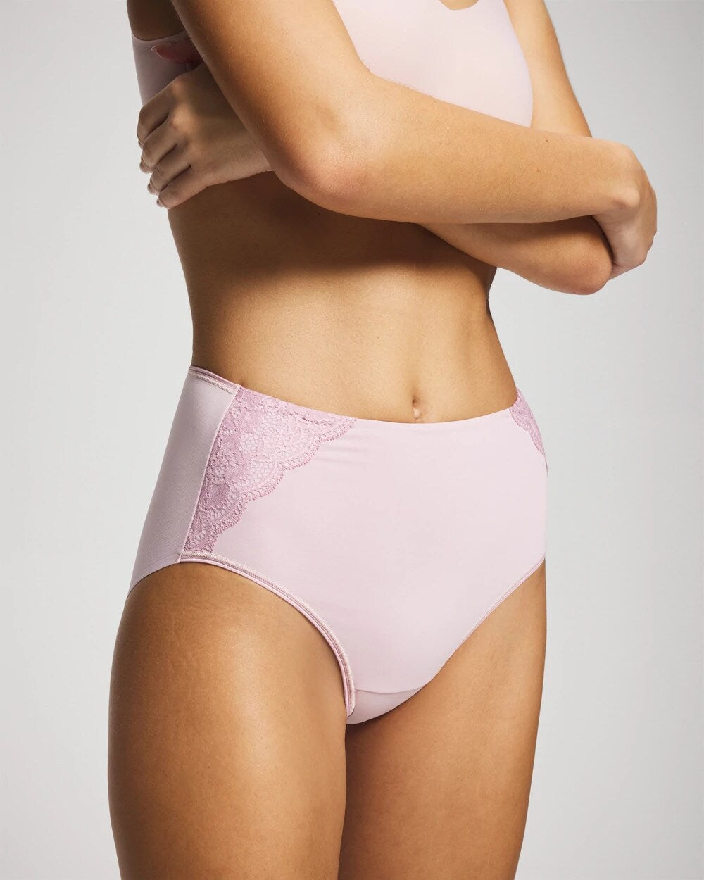 AMETHYST BLUSH - Tummy Modern Brief Panty with Lace