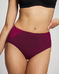 POMEGRANATE WINE - Tummy Modern Brief Panty with Lace