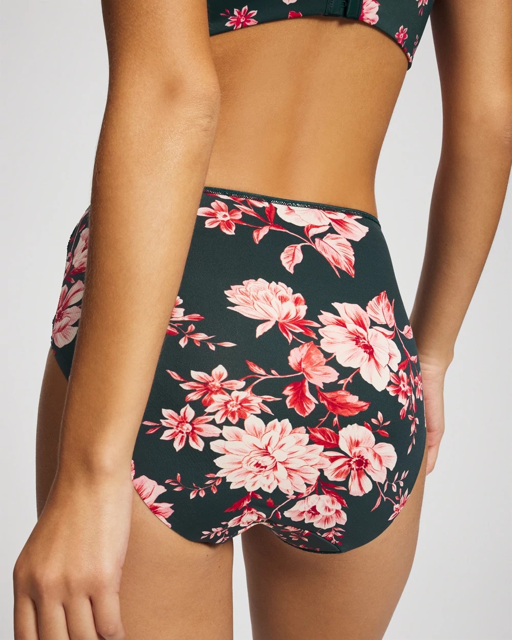 COTTAGE FLORAL MINI GREEN - Tummy Modern Brief Panty with Lace