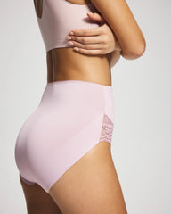 AMETHYST BLUSH - Tummy High-Waist Brief Panty with Lace
