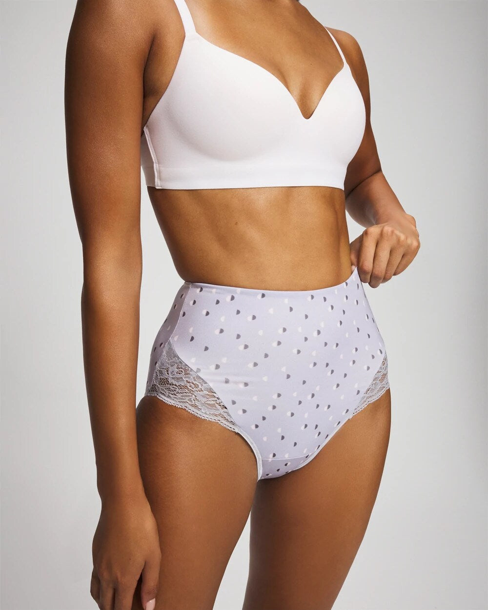 HALF MOON BLUE OPAL - Tummy High-Waist Brief Panty with Lace
