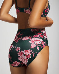COTTAGE FLORAL MINI GREEN - Tummy High-Waist Brief Panty with Lace