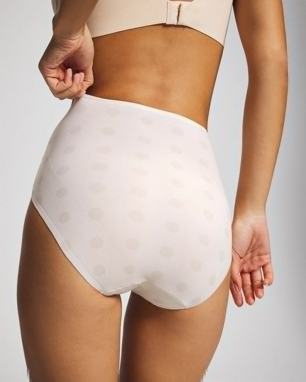 DRAMA DOTS CHAMPAGNE - Tummy High-Waist Brief Panty with Lace