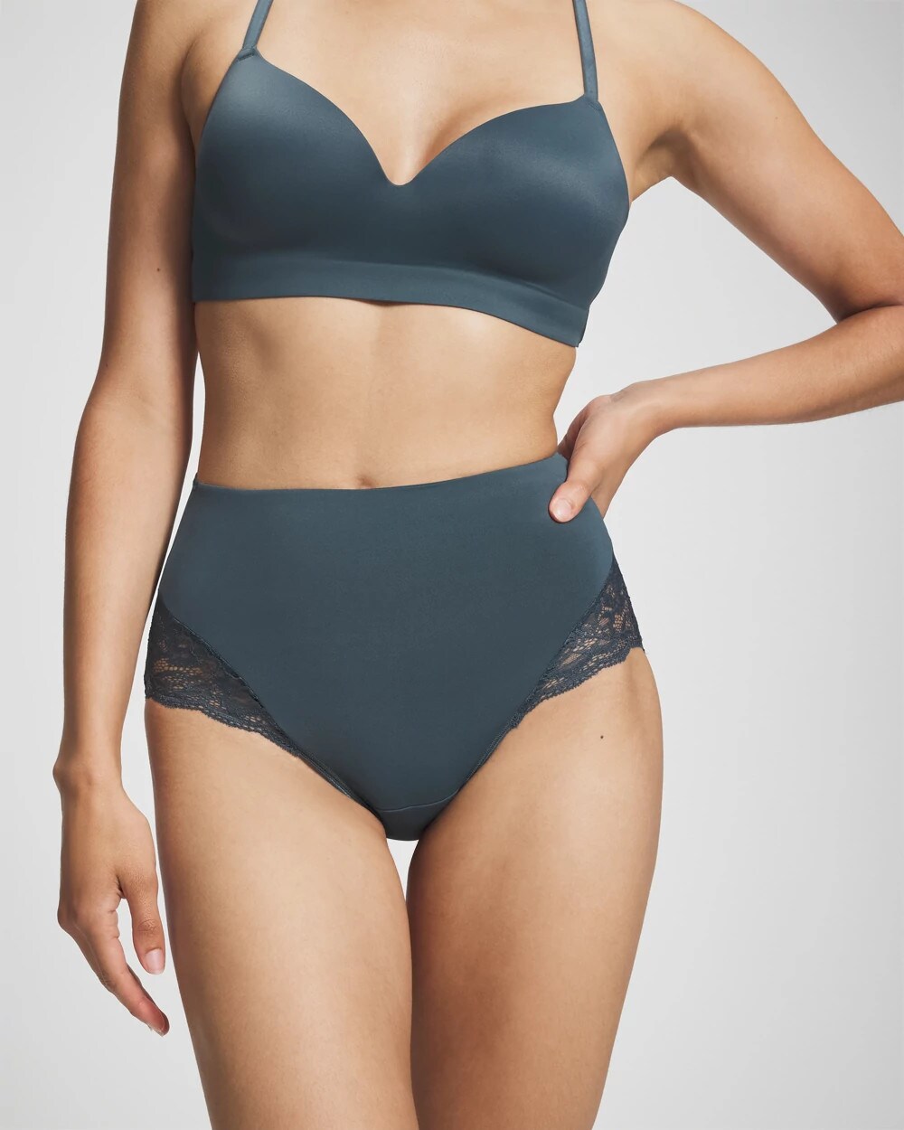 PETROL - Tummy High-Waist Brief Panty with Lace