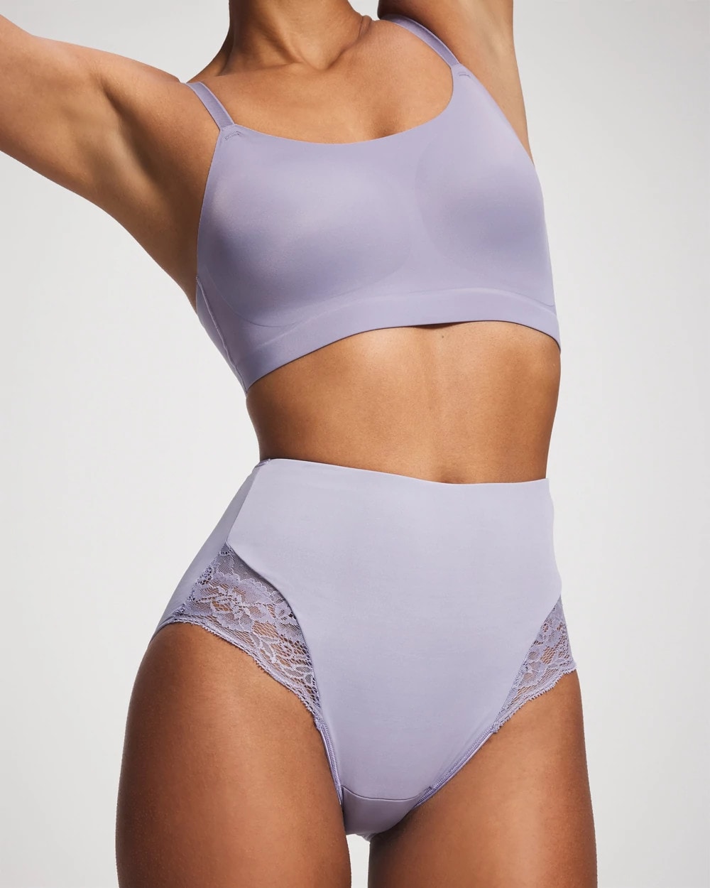LAVENDER CLOUD - Tummy High-Waist Brief Panty with Lace